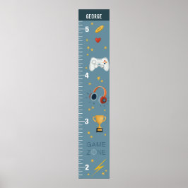 Boys Niedlich Blue Gaming Growth Chart Poster