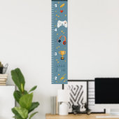 Boys Niedlich Blue Gaming Growth Chart Poster (Heimbüro)