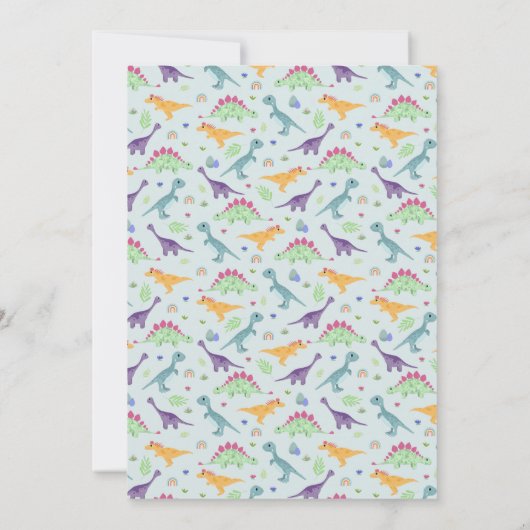Boys Niedlich Blue Jungle T-Rex Dinosaur Babydusch Einladung (Rückseite)