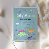 Boys Niedlich Blue Jungle T-Rex Dinosaur Babydusch Einladung