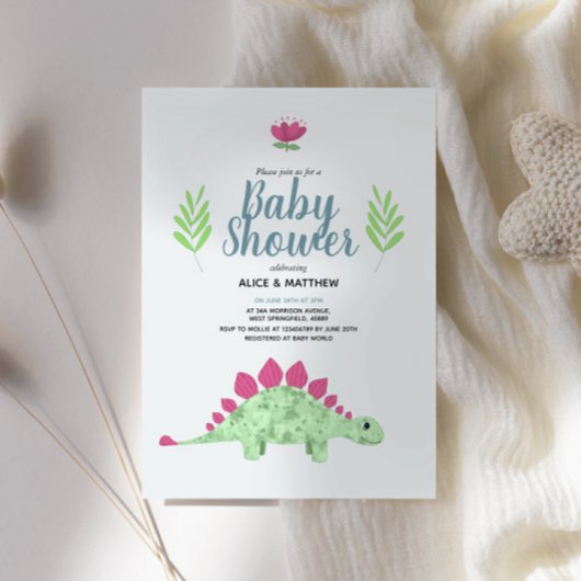 Boys Niedlich Blue Jungle T-Rex Dinosaur Babydusch Einladung