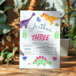 Boys Niedlich Blue Jungle T-Rex Dinosaur Geburtsta Einladung