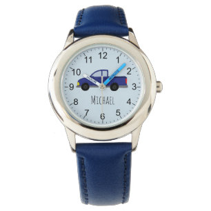 Boys Niedlich Blue Lieferwagen Truck Car mit Name  Armbanduhr