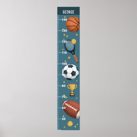 Boys Niedlich Blue Metric Sports Growth Chart Poster (Vorne)