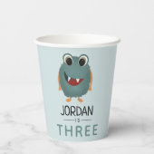 Boys Niedlich Blue Monster Alien Birthday Pappbecher (Rückseite)