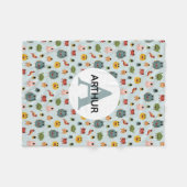 Boys Niedlich Blue Monster Alien Monogram Kids Fleecedecke (Vorderseite (Horizontal))