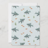 Boys Niedlich Blue Ocean Sea Shark Baby Dusche Einladung (Rückseite)