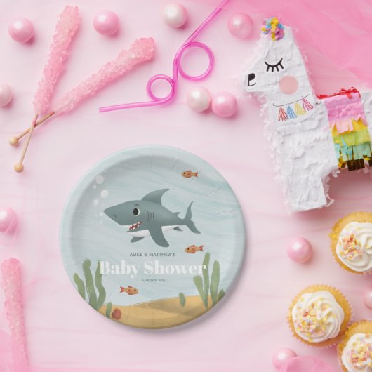 Boys Niedlich Blue Ocean Sea Shark Baby Dusche Pappteller (Party)
