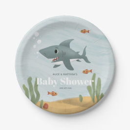 Boys Niedlich Blue Ocean Sea Shark Baby Dusche Pappteller
