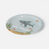 Boys Niedlich Blue Ocean Sea Shark Baby Dusche Pappteller (Schrägansicht)
