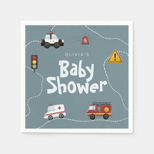 Boys Niedlich Blue Police Baby Dusche Serviette (Vorderseite)