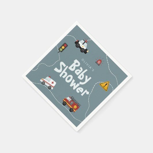 Boys Niedlich Blue Police Baby Dusche Serviette (Ecke)