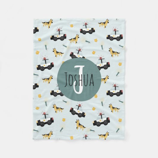 Boys Niedlich Blue Police Car Muster Fleecedecke (Vorderseite)