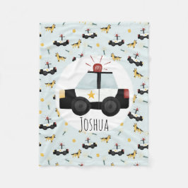 Boys Niedlich Blue Police Car Muster mit Namen Kin Fleecedecke