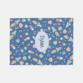 Boys Niedlich Blue Rocket Ship Space Muster und Na Fleecedecke (Vorderseite (Horizontal))