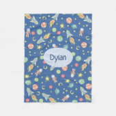 Boys Niedlich Blue Rocket Ship Space Muster und Na Fleecedecke (Vorderseite)