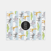 Boys Niedlich Blue Safari Tiere mit Namen Kinder Fleecedecke (Vorderseite (Horizontal))