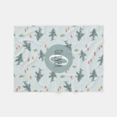 Boys Niedlich Blue Shark Muster Monogram Kids Fleecedecke (Vorderseite (Horizontal))