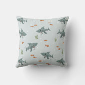 Boys Niedlich Blue Shark Muster Monogram Kids Kissen (Rückseite)