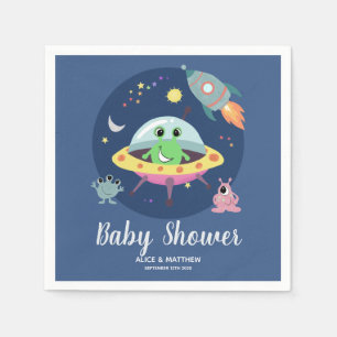 Boys Niedlich Blue Space Alien Babydusche Napkins Serviette