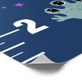 Boys Niedlich Blue Space Alien & Name Growth Chart Poster (Ecke)