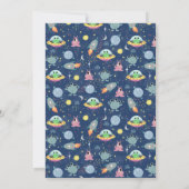 Boys Niedlich Blue Space Alien Rocket Baby Dusche Einladung (Rückseite)