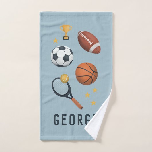 Boys Niedlich Blue Sports Fußball Muster Kinder Badhandtuch Set (Handtuch)