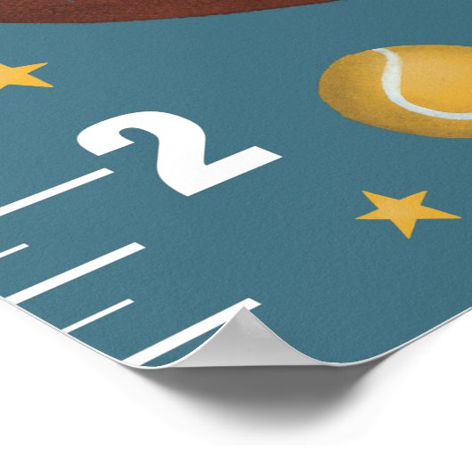 Boys Niedlich Blue Sports Growth Chart Poster (Ecke)