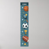 Boys Niedlich Blue Sports Growth Chart Poster (Vorne)