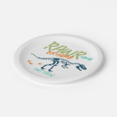 Boys Niedlich Blue T-Rex Dinosaur Dig Kindergeburt Pappteller (Schrägansicht)