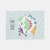Boys Niedlich Blue T-Rex Dinosaurier Cartoon & Nam Fleecedecke (Vorderseite (Horizontal))