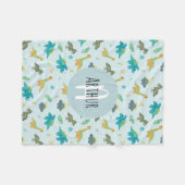 Boys Niedlich Blue T-Rex Jungle Dinosaur Pattern K Fleecedecke (Vorderseite (Horizontal))