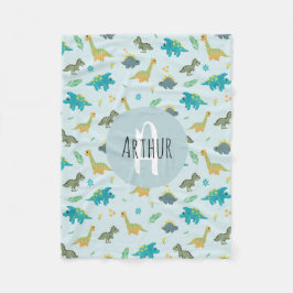 Boys Niedlich Blue T-Rex Jungle Dinosaur Pattern K Fleecedecke