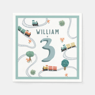 Boys Niedlich Blue Tracks Kindergeburtstag Serviette