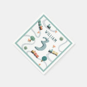 Boys Niedlich Blue Tracks Kindergeburtstag Serviette (Ecke)