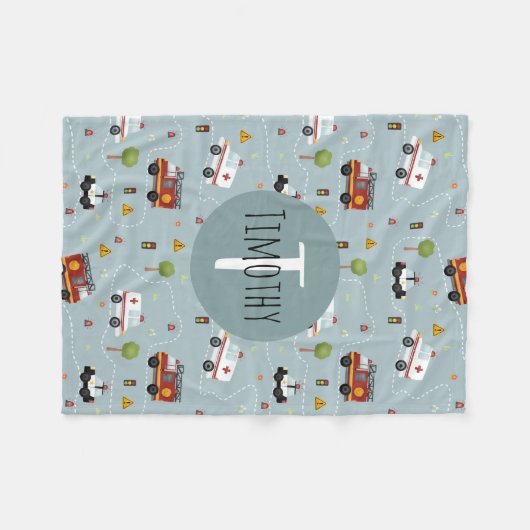 Boys Niedlich Blue Transport Pattern Kids Fleecedecke (Vorderseite (Horizontal))