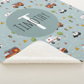 Boys Niedlich Blue Transport Pattern Kids Sherpadecke (3/4)