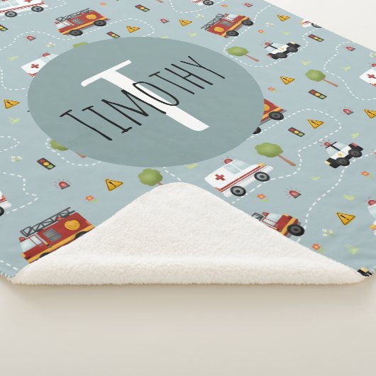 Boys Niedlich Blue Transport Pattern Kids Sherpadecke (3/4)