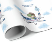 Boys Niedlich Blue Travel Airplane Kinder 1. Gebur Geschenkpapier (Rolleneckpunkt)