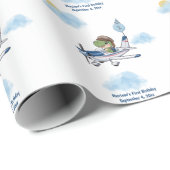 Boys Niedlich Blue Travel Airplane Kinder 1. Gebur Geschenkpapier (Rolleneckpunkt)