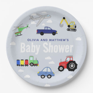Boys Niedlich Blue Travel Car Baby Dusche Pappteller