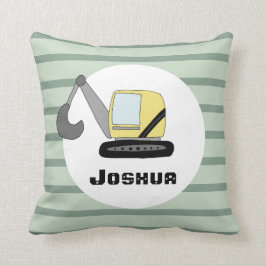 Boys Niedlich Construction Digger Bagger und Name Kissen