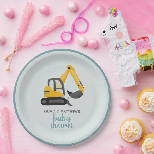 Boys Niedlich Digger Baby Dusche Pappteller (Party)