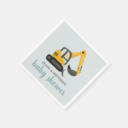 Boys Niedlich Digger Baby Dusche Serviette (Ecke)