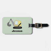 Boys Niedlich Digger Bagger Doodle und Name Gepäckanhänger (Vorderseite horizontal)