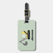 Boys Niedlich Digger Bagger Doodle und Name Gepäckanhänger (Vorderseite vertikal)