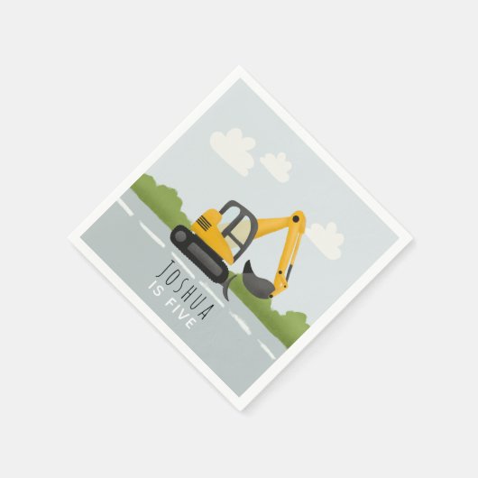 Boys Niedlich Digger Kindergeburtstag Serviette (Ecke)