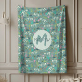 Boys Niedlich Dinosaur Fossil Muster Monogram Kids Fleecedecke