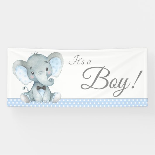 Boys Niedlich Elephant Baby Shower Banner (Horizontal)