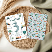 Boys Niedlich Modernes Blue Travel Kindergeburtsta Einladung